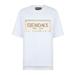 Kaos Pendek FENDI dengan Motif Gambar/Cetak, Cocok untuk Pria dan WanitaF-18